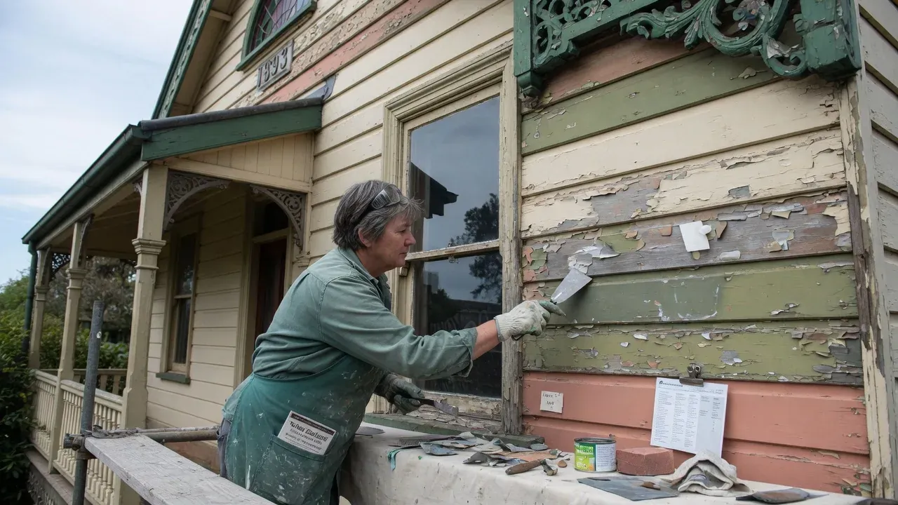 Gentle preparation on historic villa weatherboards before painting