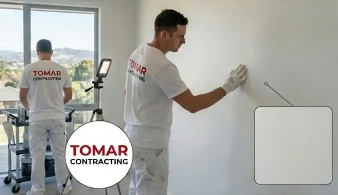 Colour swatches and product samples for a residential paint job