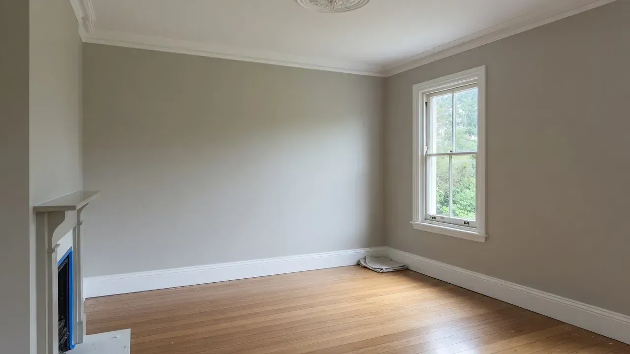 Freshly painted Hamilton bedroom with smooth walls after Level 5 skim coating and interior painting